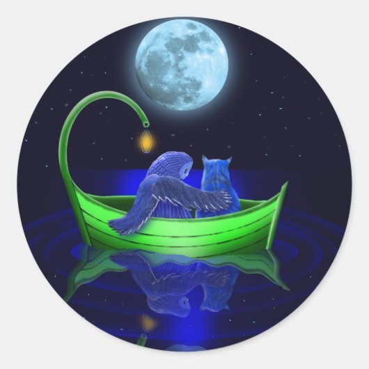 Sticker Rond bateau vert pois (Devant)