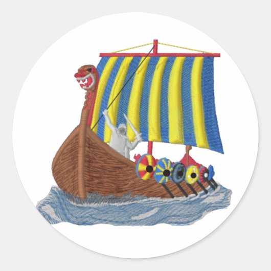 Sticker Rond Bateau viking suédois (Devant)