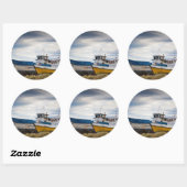 Sticker Rond Bateaux de pêche (Feuille)