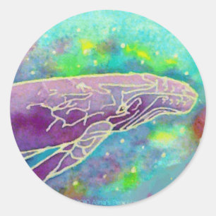 Sticker Rond Batik Humpback Whale Art
