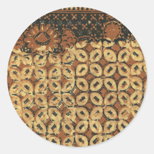 Sticker Rond Batik Kawung vintage indonésien à motif rustique