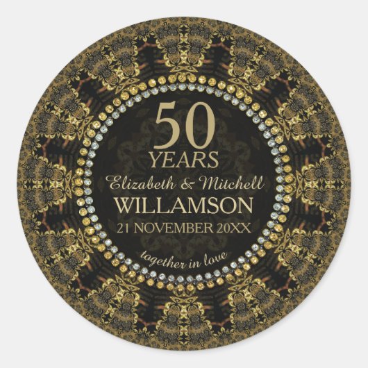 Sticker Rond Batik Sunshine Gold Anniversaire  (Devant)