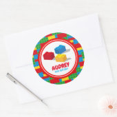 Sticker Rond Bâtiment Bloc Construire et Jouer Anniversaire col (Enveloppe)