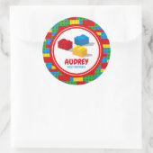 Sticker Rond Bâtiment Bloc Construire et Jouer Anniversaire col (Sac)