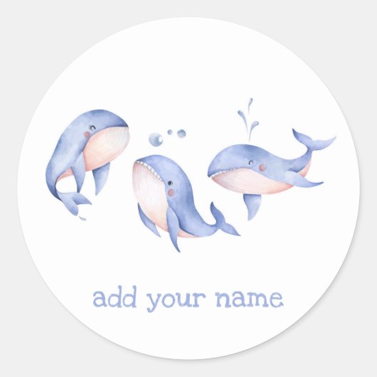 STICKER ROND BÂTIMENT POUR ENFANTS : TROIS BALEINES (Devant)