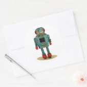 STICKER ROND BÂTIMENT ROBOT RETRO. (Enveloppe)
