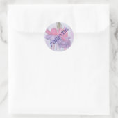 STICKER ROND BÂTIMENTS DE MARIAGE ROSE ET PURPLE FUSCHIA (Sac)