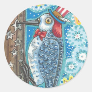 Sticker Rond BÂTIMENTS EN BOIS PATRIOTIQUE ET RÉSEAUX À FEU *Fe