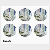 Sticker Rond Bâtiments le long de la promenade de Miami River (Feuille)