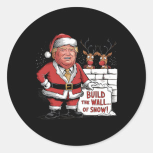 Sticker Rond Bâtir Le Mur De La Neige Trump Père Noël
