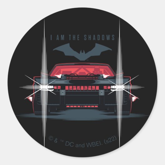Sticker Rond Batman Batmobile - Je Suis L'Ombre (Devant)
