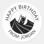 Sticker Rond Batman "Caped Crusader" | Joyeux anniversaire (Devant)