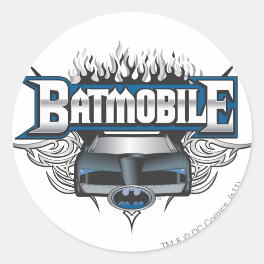Sticker Rond Batman Car et Flames (Devant)