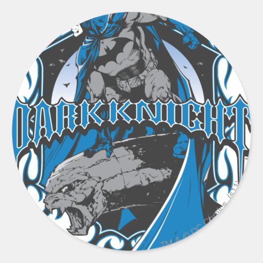Sticker Rond Batman Dark Knight | Logo gris bleu (Devant)