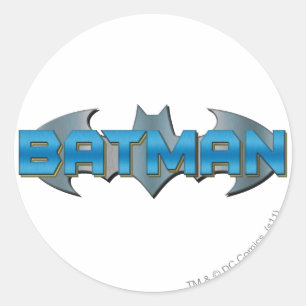 Sticker Rond Batman   Logo de nom bleu