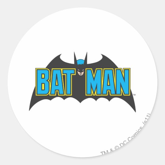 Sticker Rond Batman | Logo noir bleu Vintage (Devant)