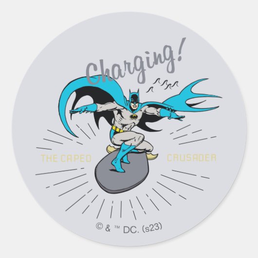 Sticker Rond Batman Surfing - Chargement ! (Devant)