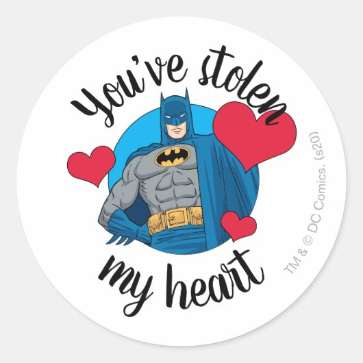 Sticker Rond Batman Valentine | Vous avez volé mon coeur (Devant)