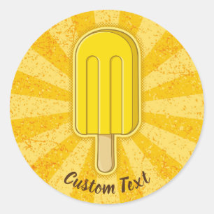 Sticker Rond Bâton à crème glacée citron