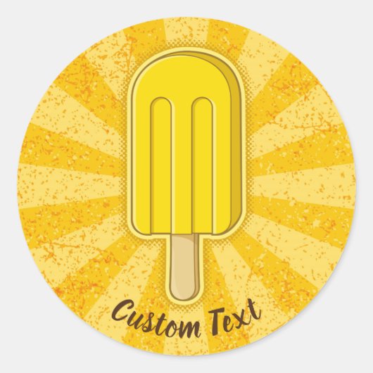 Sticker Rond Bâton à crème glacée citron (Devant)