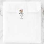 Sticker Rond Bâton blanc femelle Figure Infirmière 2 Cadeaux (Sac)