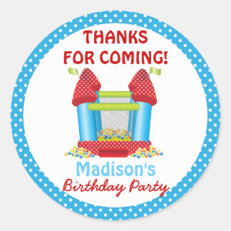 Sticker Rond Bâton Blue Bouncy Bounce House Anniversaire Favori