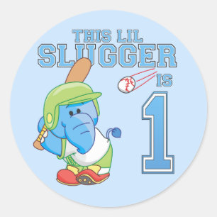 Sticker Rond Bâton classique de base-ball 1er anniversaire Elep