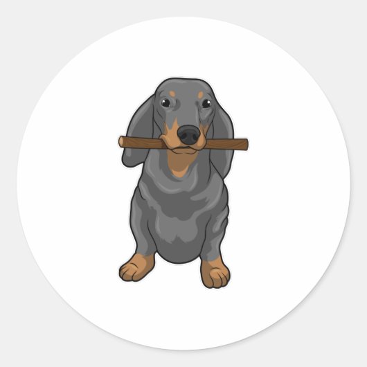 Sticker Rond Bâton Dachshund (Devant)