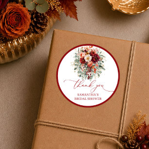 Sticker Rond Bâton de shower de mariage floral marsala automnal