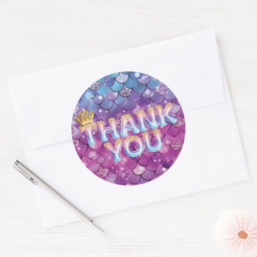 Sticker Rond Bâton étoilé en Merci rose Parties scintillant d'a (Enveloppe)