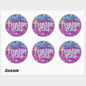 Sticker Rond Bâton étoilé en Merci rose Parties scintillant d'a (Feuille)