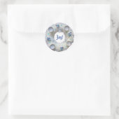 Sticker Rond Bâton rond Argent et Bleu classique Wreath (Sac)