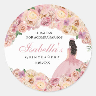 Sticker Rond Bâton rond rose pâle Quinceanera classique
