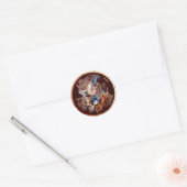 Sticker Rond Bâtonnet de chasse spatiale Steampunk (Enveloppe)