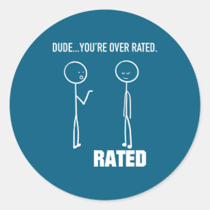 Sticker Rond Bâtonnet drôle de type Stickman - Mec t'es trop nu