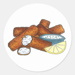 Sticker Rond Bâtonnets de poisson Bâtonnets de poisson Doigts d
