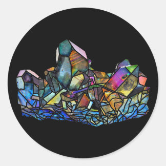 Sticker Rond Bâtonnets en pierres de taille en quartz de titane