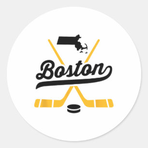 Sticker Rond Bâtons de hockey sur glace vintage de Boston Cadea