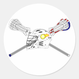Sticker Rond Bâtons de lacrosse avec le casque