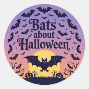 Sticker Rond Bats sur Halloween