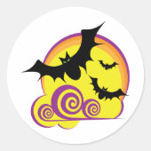 Sticker Rond Bats volants Pleines lunes nocturnes d'Halloween (Devant)