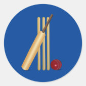 Sticker Rond Batte de cricket et balle (Devant)