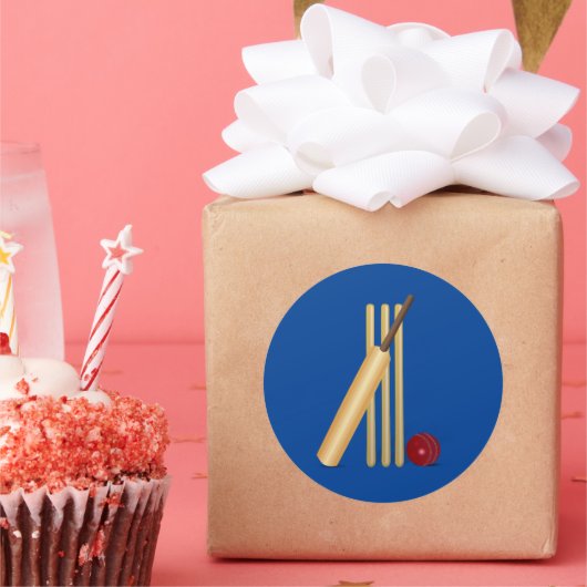 Sticker Rond Batte de cricket et balle (Fête)