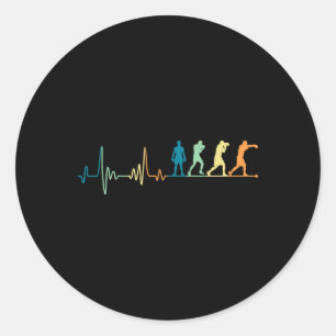 Sticker Rond Battement de cœur de boxe rétro - Boxeur amateur d