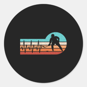 Sticker Rond Battement de coeur de hockey Joueur de hockey sur