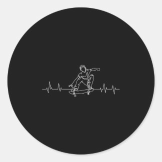 Sticker Rond Battement de cœur de skateboard Skateur Enfants en
