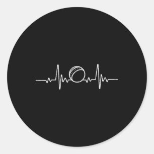Sticker Rond Battement de coeur drôle de cricket pour joueur de