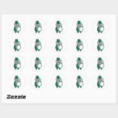Sticker Rond Batterie Basse Basse Marche Bande Chat Vert Blanc (Feuille)