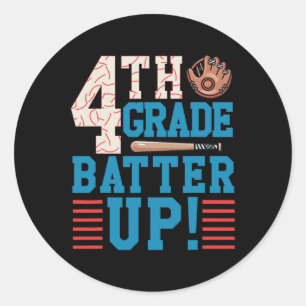 Sticker Rond Batterie De 4E Année Retour À L'École Pour Basebal