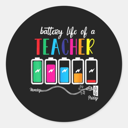 Sticker Rond Batterie de la vie un enseignant Thanksgiving Noël (Devant)